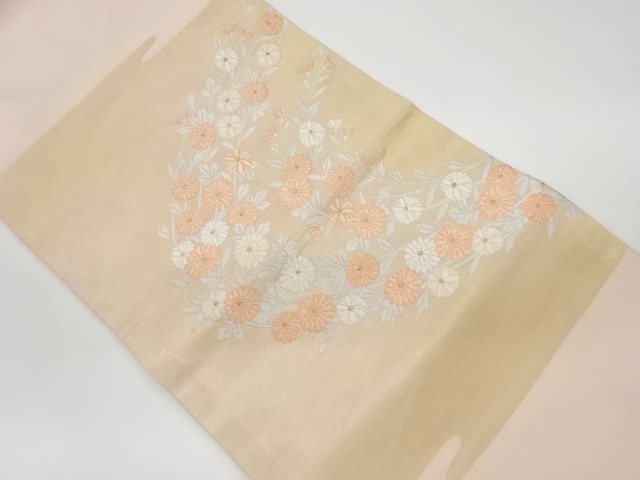 菊模様織出し名古屋帯